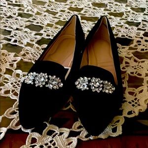 Velvet flats with rhinestones
